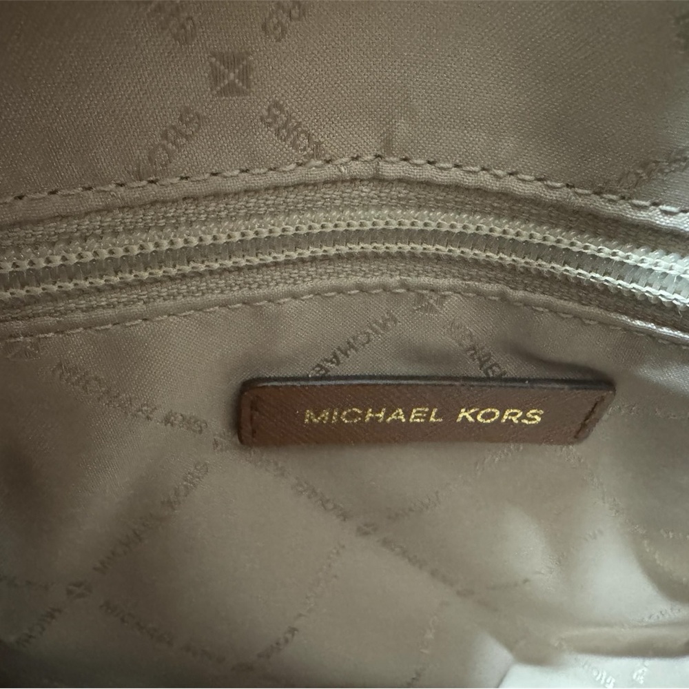 Michael Kors Two-Tone Tan and Cream Leather Satchel - Picture 5 of 6
